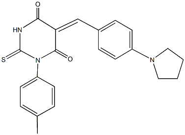 1-(4-methylphenyl)-5-[4-(1-pyrrolidinyl)benzylidene]-2-thioxodihydro-4,6(1H,5H)-pyrimidinedione Structure
