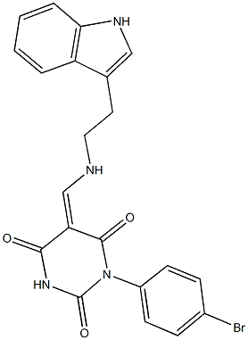 1-(4-bromophenyl)-5-({[2-(1H-indol-3-yl)ethyl]amino}methylene)-2,4,6(1H,3H,5H)-pyrimidinetrione 구조식 이미지