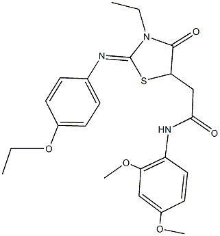 N-(2,4-dimethoxyphenyl)-2-{2-[(4-ethoxyphenyl)imino]-3-ethyl-4-oxo-1,3-thiazolidin-5-yl}acetamide 구조식 이미지