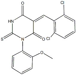 5-(2,6-dichlorobenzylidene)-1-(2-methoxyphenyl)-2-thioxodihydro-4,6(1H,5H)-pyrimidinedione Structure