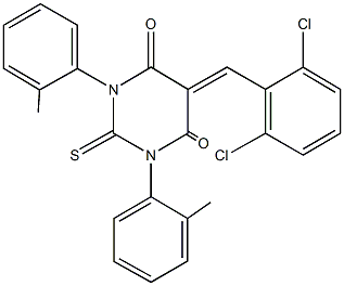 5-(2,6-dichlorobenzylidene)-1,3-bis(2-methylphenyl)-2-thioxodihydro-4,6(1H,5H)-pyrimidinedione Structure