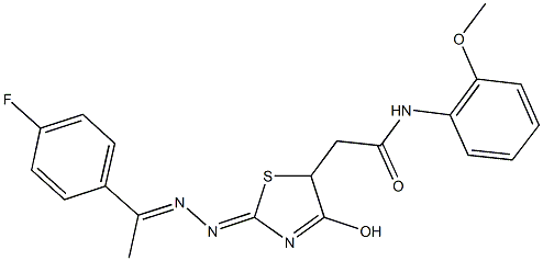 2-(2-{[1-(4-fluorophenyl)ethylidene]hydrazono}-4-hydroxy-2,5-dihydro-1,3-thiazol-5-yl)-N-(2-methoxyphenyl)acetamide 구조식 이미지