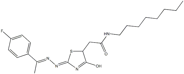 2-(2-{[1-(4-fluorophenyl)ethylidene]hydrazono}-4-hydroxy-2,5-dihydro-1,3-thiazol-5-yl)-N-octylacetamide Structure