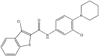 3-chloro-N-[3-chloro-4-(1-piperidinyl)phenyl]-1-benzothiophene-2-carboxamide Structure