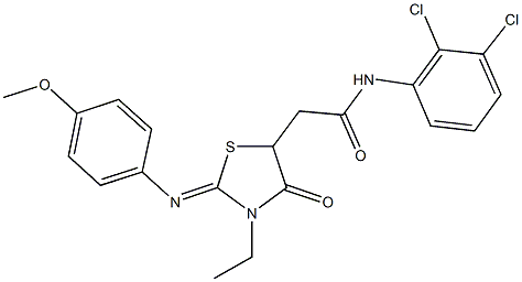 N-(2,3-dichlorophenyl)-2-{3-ethyl-2-[(4-methoxyphenyl)imino]-4-oxo-1,3-thiazolidin-5-yl}acetamide Structure