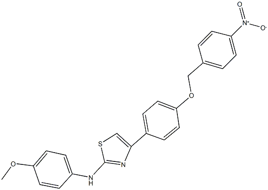 4-[4-({4-nitrobenzyl}oxy)phenyl]-2-(4-methoxyanilino)-1,3-thiazole 구조식 이미지