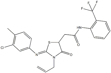 2-{3-allyl-2-[(3-chloro-4-methylphenyl)imino]-4-oxo-1,3-thiazolidin-5-yl}-N-[2-(trifluoromethyl)phenyl]acetamide Structure