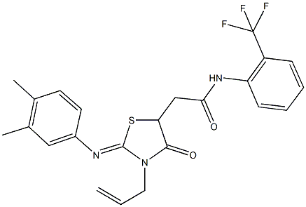 2-{3-allyl-2-[(3,4-dimethylphenyl)imino]-4-oxo-1,3-thiazolidin-5-yl}-N-[2-(trifluoromethyl)phenyl]acetamide 구조식 이미지