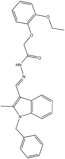 N'-[(1-benzyl-2-methyl-1H-indol-3-yl)methylene]-2-(2-ethoxyphenoxy)acetohydrazide 구조식 이미지