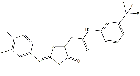 2-{2-[(3,4-dimethylphenyl)imino]-3-methyl-4-oxo-1,3-thiazolidin-5-yl}-N-[3-(trifluoromethyl)phenyl]acetamide Structure