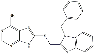 8-{[(1-benzyl-1H-benzimidazol-2-yl)methyl]sulfanyl}-9H-purin-6-amine 구조식 이미지