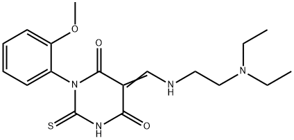 5-({[2-(diethylamino)ethyl]amino}methylene)-1-(2-methoxyphenyl)-2-thioxodihydro-4,6(1H,5H)-pyrimidinedione 구조식 이미지