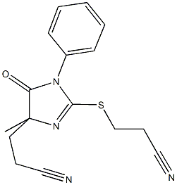 3-{[4-(2-cyanoethyl)-4-methyl-5-oxo-1-phenyl-4,5-dihydro-1H-imidazol-2-yl]sulfanyl}propanenitrile Structure