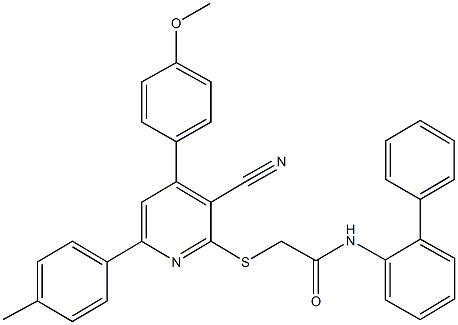 N-[1,1'-biphenyl]-2-yl-2-{[3-cyano-4-(4-methoxyphenyl)-6-(4-methylphenyl)-2-pyridinyl]sulfanyl}acetamide Structure