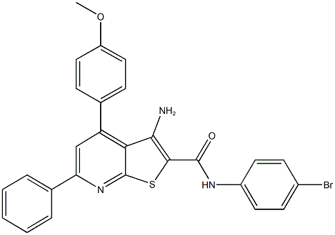 3-amino-N-(4-bromophenyl)-4-(4-methoxyphenyl)-6-phenylthieno[2,3-b]pyridine-2-carboxamide 구조식 이미지