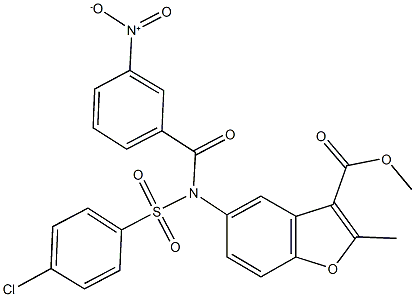 methyl 5-([(4-chlorophenyl)sulfonyl]{3-nitrobenzoyl}amino)-2-methyl-1-benzofuran-3-carboxylate Structure