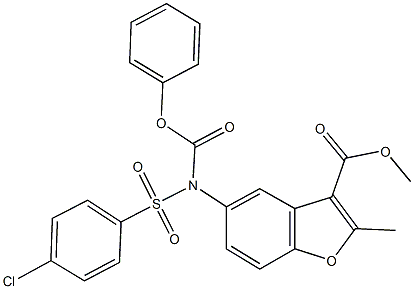 methyl 5-[[(4-chlorophenyl)sulfonyl](phenoxycarbonyl)amino]-2-methyl-1-benzofuran-3-carboxylate 구조식 이미지