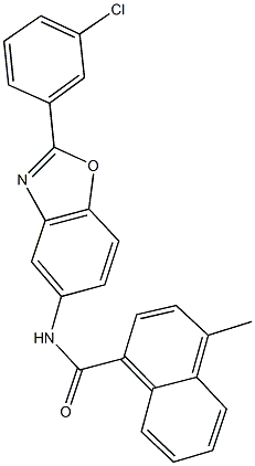 N-[2-(3-chlorophenyl)-1,3-benzoxazol-5-yl]-4-methyl-1-naphthamide 구조식 이미지