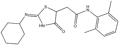 2-[2-(cyclohexylimino)-4-oxo-1,3-thiazolidin-5-yl]-N-(2,6-dimethylphenyl)acetamide 구조식 이미지
