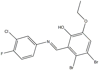 3,4-dibromo-2-{[(3-chloro-4-fluorophenyl)imino]methyl}-6-ethoxyphenol 구조식 이미지