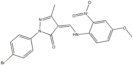 2-(4-bromophenyl)-4-({2-nitro-4-methoxyanilino}methylene)-5-methyl-2,4-dihydro-3H-pyrazol-3-one 구조식 이미지