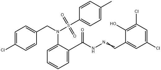 N-(4-chlorobenzyl)-N-(2-{[2-(3,5-dichloro-2-hydroxybenzylidene)hydrazino]carbonyl}phenyl)-4-methylbenzenesulfonamide 구조식 이미지