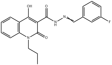 N'-(3-fluorobenzylidene)-4-hydroxy-2-oxo-1-propyl-1,2-dihydro-3-quinolinecarbohydrazide 구조식 이미지