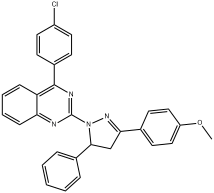 4-(4-chlorophenyl)-2-[3-(4-methoxyphenyl)-5-phenyl-4,5-dihydro-1H-pyrazol-1-yl]quinazoline 구조식 이미지