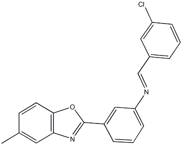 N-(3-chlorobenzylidene)-N-[3-(5-methyl-1,3-benzoxazol-2-yl)phenyl]amine Structure