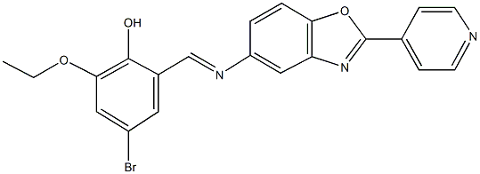 4-bromo-2-ethoxy-6-({[2-(4-pyridinyl)-1,3-benzoxazol-5-yl]imino}methyl)phenol Structure