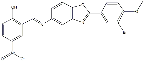2-({[2-(3-bromo-4-methoxyphenyl)-1,3-benzoxazol-5-yl]imino}methyl)-4-nitrophenol Structure
