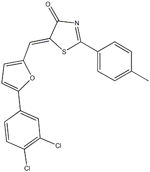 5-{[5-(3,4-dichlorophenyl)-2-furyl]methylene}-2-(4-methylphenyl)-1,3-thiazol-4(5H)-one 구조식 이미지