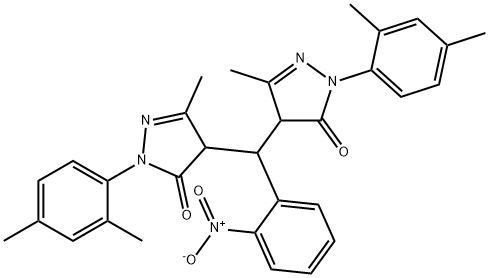 2-(2,4-dimethylphenyl)-4-([1-(2,4-dimethylphenyl)-3-methyl-5-oxo-4,5-dihydro-1H-pyrazol-4-yl]{2-nitrophenyl}methyl)-5-methyl-2,4-dihydro-3H-pyrazol-3-one 구조식 이미지