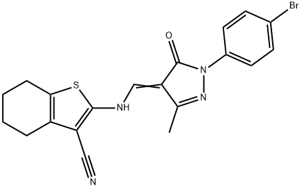 2-({[1-(4-bromophenyl)-3-methyl-5-oxo-1,5-dihydro-4H-pyrazol-4-ylidene]methyl}amino)-4,5,6,7-tetrahydro-1-benzothiophene-3-carbonitrile Structure