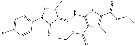 diethyl 5-({[1-(4-bromophenyl)-3-methyl-5-oxo-1,5-dihydro-4H-pyrazol-4-ylidene]methyl}amino)-3-methyl-2,4-thiophenedicarboxylate Structure