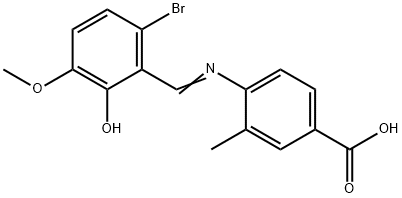 4-[(6-bromo-2-hydroxy-3-methoxybenzylidene)amino]-3-methylbenzoic acid Structure