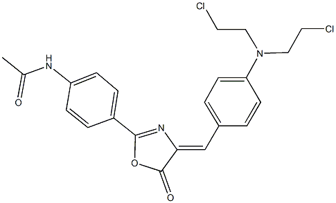 N-[4-(4-{4-[bis(2-chloroethyl)amino]benzylidene}-5-oxo-4,5-dihydro-1,3-oxazol-2-yl)phenyl]acetamide 구조식 이미지