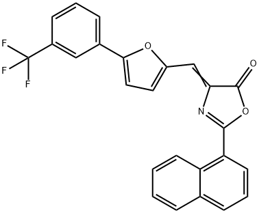 2-(1-naphthyl)-4-({5-[3-(trifluoromethyl)phenyl]-2-furyl}methylene)-1,3-oxazol-5(4H)-one 구조식 이미지