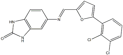 5-({[5-(2,3-dichlorophenyl)-2-furyl]methylene}amino)-1,3-dihydro-2H-benzimidazol-2-one Structure