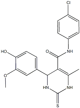 N-(4-chlorophenyl)-4-(4-hydroxy-3-methoxyphenyl)-6-methyl-2-thioxo-1,2,3,4-tetrahydro-5-pyrimidinecarboxamide 구조식 이미지