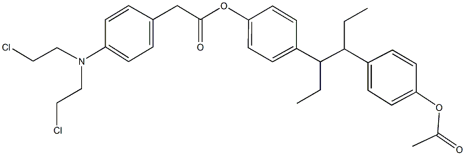 4-{2-[4-(acetyloxy)phenyl]-1-ethylbutyl}phenyl {4-[bis(2-chloroethyl)amino]phenyl}acetate 구조식 이미지