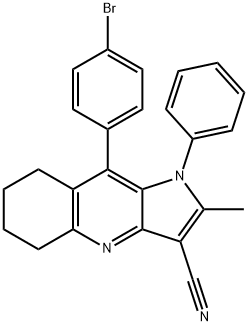 9-(4-bromophenyl)-2-methyl-1-phenyl-5,6,7,8-tetrahydro-1H-pyrrolo[3,2-b]quinoline-3-carbonitrile Structure