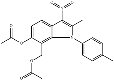 [6-(acetyloxy)-3-nitro-2-methyl-1-(4-methylphenyl)-1H-indol-7-yl]methyl acetate Structure