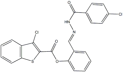 2-[2-(4-chlorobenzoyl)carbohydrazonoyl]phenyl 3-chloro-1-benzothiophene-2-carboxylate 구조식 이미지