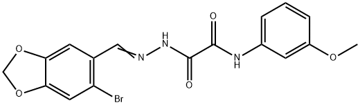 2-{2-[(6-bromo-1,3-benzodioxol-5-yl)methylene]hydrazino}-N-(3-methoxyphenyl)-2-oxoacetamide 구조식 이미지