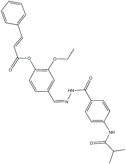 2-ethoxy-4-{2-[4-(isobutyrylamino)benzoyl]carbohydrazonoyl}phenyl 3-phenylacrylate Structure