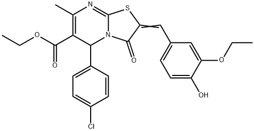 ethyl 5-(4-chlorophenyl)-2-(3-ethoxy-4-hydroxybenzylidene)-7-methyl-3-oxo-2,3-dihydro-5H-[1,3]thiazolo[3,2-a]pyrimidine-6-carboxylate 구조식 이미지