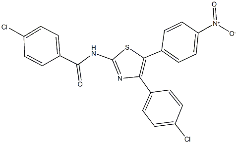 4-chloro-N-(4-(4-chlorophenyl)-5-{4-nitrophenyl}-1,3-thiazol-2-yl)benzamide Structure