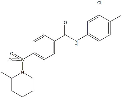 N-(3-chloro-4-methylphenyl)-4-[(2-methyl-1-piperidinyl)sulfonyl]benzamide Structure