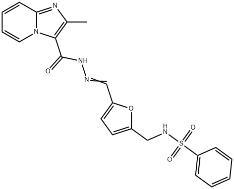 N-[(5-{2-[(2-methylimidazo[1,2-a]pyridin-3-yl)carbonyl]carbohydrazonoyl}-2-furyl)methyl]benzenesulfonamide 구조식 이미지